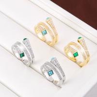 Cubic Zirconia Micro Pave Brass Finger Ring, with Cubic Zirconia, plated, fashion jewelry & for woman & with rhinestone 
