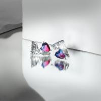 Cubic Zircon Brass Earring, with Cubic Zirconia, fashion jewelry & gradient color & for woman 