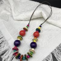 Wood Necklace, fashion jewelry & folk style & for woman, multi-colored Approx 56-82 cm 