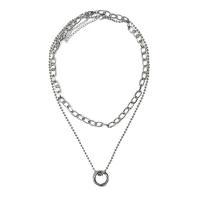 Zinc Alloy Necklace, silver color plated, Double Layer & fashion jewelry & for woman Approx 45 cm 