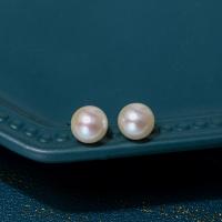 Freshwater Pearl Stud Earring, Round, fashion jewelry & for woman, white 