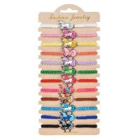 Enamel Zinc Alloy Bracelets, with Knot Cord & Paper, Unicorn, silver color plated, Adjustable & fashion jewelry & Unisex, mixed colors Approx 18 cm 