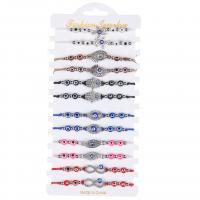Evil Eye Jewelry Bracelet, Zinc Alloy, with Knot Cord & Paper & Resin, silver color plated, Adjustable & fashion jewelry & for woman & enamel & with rhinestone, mixed colors Approx 18 cm [