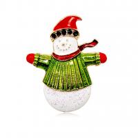 Christmas Jewelry Brooch , Zinc Alloy, Snowman, KC gold color plated, Christmas Design & for woman & enamel & with rhinestone 