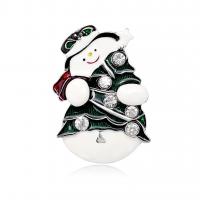 Christmas Jewelry Brooch , Zinc Alloy, Snowman, antique silver color plated, Christmas Design & Unisex & enamel & with rhinestone 