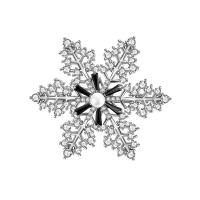 Christmas Jewelry Brooch , Brass, with Plastic Pearl, Snowflake, plated, Christmas Design & micro pave cubic zirconia 