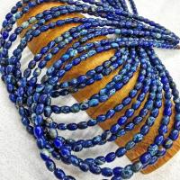 Eindruck Jaspis Perlen, Impression Jaspis, oval, DIY, tiefblau, 4x6mm, Länge:ca. 38 cm, verkauft von Strang[