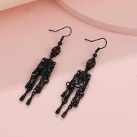 Zinc Alloy Drop Earring, Skull, plated, Halloween Design & fashion jewelry & for woman 74mm 