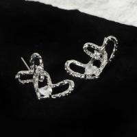 Cubic Zircon Brass Earring, with Cubic Zirconia, Heart, plated, fashion jewelry & for woman mm 