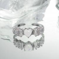Zirkonia Messing Finger Ring, mit Opal & kubischer Zirkonia, Herz, plattiert, Modeschmuck & verschiedene Stile für Wahl & für Frau, verkauft von PC[