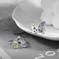 Zircon pavent l'anneau en laiton de doigt, avec zircon cubique, Placage, Forme différente pour le choix & bijoux de mode & pour femme, Vendu par PC[