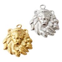 Stainless Steel Animal Pendants, 304 Stainless Steel, Lion, plated, DIY Approx 2.5mm [