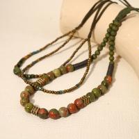 Gemstone Necklaces, Natural Stone, with Lapis Lazuli & Green Sandalwood & Picture Jasper, fashion jewelry nickel, lead & cadmium free Approx 45 cm 