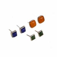 Sterling Silver Stud Earring, 925 Sterling Silver, with Natural Stone & for woman [