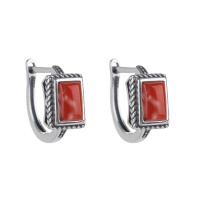 Sterling Silver Agate Drop earring, 925 Sterling Silver, with Yunnan Red Agate, Geometrical Pattern, vintage & for woman, agate size 