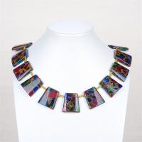 Gemstone Necklaces, Cloisonne Stone, Trapezium, polished, fashion jewelry & for woman, multi-colored Approx 38 cm 