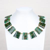 Edelstein Halsketten, Cloisonne-Stein, Trapez, poliert, Modeschmuck & für Frau, grün, 24x28mm, Länge:ca. 38 cm, verkauft von PC[