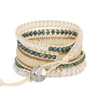 Wrap Bracelets, Hematite, with Howlite & Wax Cord & Crystal & Zinc Alloy, Round, silver color plated, fashion jewelry & multilayer & Unisex, mixed colors Approx 85 cm [