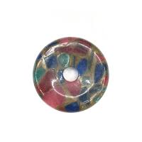 Pendentif bijoux de pierre gemme, Pierre cloisonnée, beignet, DIY, multicolore, 30mm, Vendu par PC[
