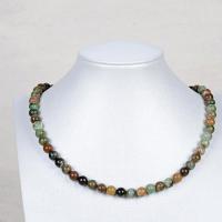 Gemstone Necklaces, Green Opal, Round, polished, fashion jewelry & for woman, mixed colors Approx 38 cm 
