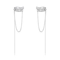 Silver Earring Zircon pavent Sterling, Argent sterling 925, avec Shell Pearl, bijoux de mode & différents matériaux pour le choix & pavé de micro zircon & pour femme, Vendu par paire[