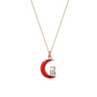 Cubic Zircon Micro Pave Sterling Silver Necklace, 925 Sterling Silver, with Red Agate, with 1.97inch extender chain, plated, fashion jewelry & micro pave cubic zirconia & for woman Approx 15.74 Inch [