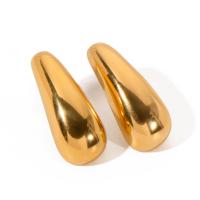 Edelstahl Stud Ohrring, 304 Edelstahl, 18K vergoldet, Modeschmuck & für Frau, goldfarben, 27.8x11.6mm, verkauft von Paar[