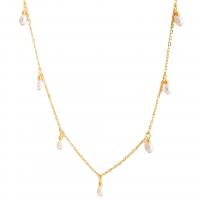 Titan Schmuck Halskette, Titanstahl, mit Kunststoff Perlen, mit Verlängerungskettchen von 1.97inch, 18K vergoldet, Modeschmuck & für Frau, goldfarben, Länge:ca. 17.72 ZollInch, verkauft von PC[