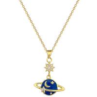 Titanium Steel Jewelry Necklace, with Brass, with 1.97inch extender chain, for woman & enamel & with rhinestone, golden Approx 15.75 Inch [