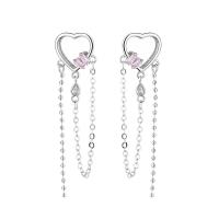 Fashion Fringe Earrings, Brass, Heart, fashion jewelry & micro pave cubic zirconia & for woman [