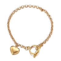 Stainless Steel Charm Bracelet, 304 Stainless Steel, Heart, fashion jewelry & for woman 15mm Approx 7.87 Inch [