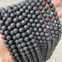 Natürliche Lava Perlen, rund, DIY & verschiedene Größen vorhanden, schwarz, verkauft von Strang[