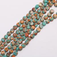 Eindruck Jaspis Perlen, Impression Jaspis, rund, DIY, blau, 10mm, Länge:ca. 38 cm, verkauft von Strang[