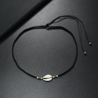 Waxed Nylon Cord Necklace, Wax Cord, with Shell & Wood & Zinc Alloy, handmade, fashion jewelry & Unisex Approx 40-60 cm [