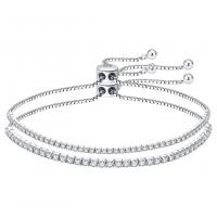 Cubic Zirconia Micro Pave Sterling Silver Bracelet, 925 Sterling Silver, plated & micro pave cubic zirconia & for woman [