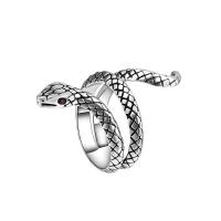 Anilo de dedo de latón, metal, Serpiente, chapado, Vintage & para mujer & con diamantes de imitación, tamaño:6-8, Vendido por UD[
