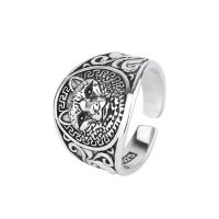 Brass Finger Ring, Leopard, antique silver color plated, vintage & for man, US Ring [