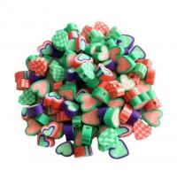 Polymer Clay Jewelry Beads, Heart, mixed pattern & DIY, mixed colors, 10mm, Approx 