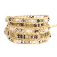 Wrap Bracelets, Crystal, with Wax Cord & Brass & Zinc Alloy, Round, plated, fashion jewelry & multilayer & Unisex & faceted, mixed colors Approx 85 cm [