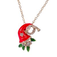 Christmas Jewelry Necklace, Zinc Alloy, Christmas Hat, plated, multifunctional & enamel & with rhinestone Approx 60 cm 