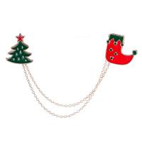 Christmas Jewelry Brooch , Zinc Alloy, gold color plated & enamel & with rhinestone Santa 2.8*1.8CM, Christmas tree 2*1.9CM 