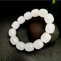 Bracelets de bijoux en perles de verre, Des billes de verre, unisexe, blanc, 12mm Environ 12.5 cm, Vendu par PC[