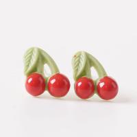 Porcelain Jewelry Earring, Cherry, for woman, 10mm 