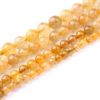 Rutilquarz Perlen, Rutilated Quarz, rund, DIY & verschiedene Größen vorhanden, Goldfarbe, verkauft von Strang[