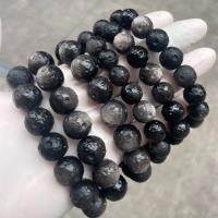Single Gemstone Beads, Silver Obsidian, Round, DIY black [