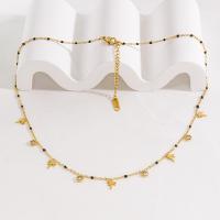 Zirkonia Edelstahl Halskette, 304 Edelstahl, mit kubischer Zirkonia, mit Verlängerungskettchen von 5cm, plattiert, Modeschmuck & für Frau, Goldfarbe, Länge:ca. 41 cm, verkauft von PC[