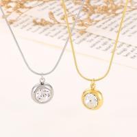 Stainless Steel Jewelry Necklace, 304 Stainless Steel, Round, plated, fashion jewelry & for woman & with rhinestone Approx 45 cm [