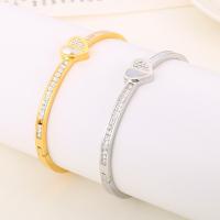 Stainless Steel Bangle, 304 Stainless Steel, with Shell, Heart, plated, fashion jewelry & for woman & with rhinestone Inner Approx [