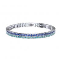 Cubic Zirconia Micro Pave Sterling Silver Bracelet, 925 Sterling Silver, with turquoise, plated, Unisex & micro pave cubic zirconia, silver color [