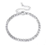 Sterling Silver Bracelets, 925 Sterling Silver, with 5CM extender chain, plated, for woman, silver color Approx 16.5 cm 